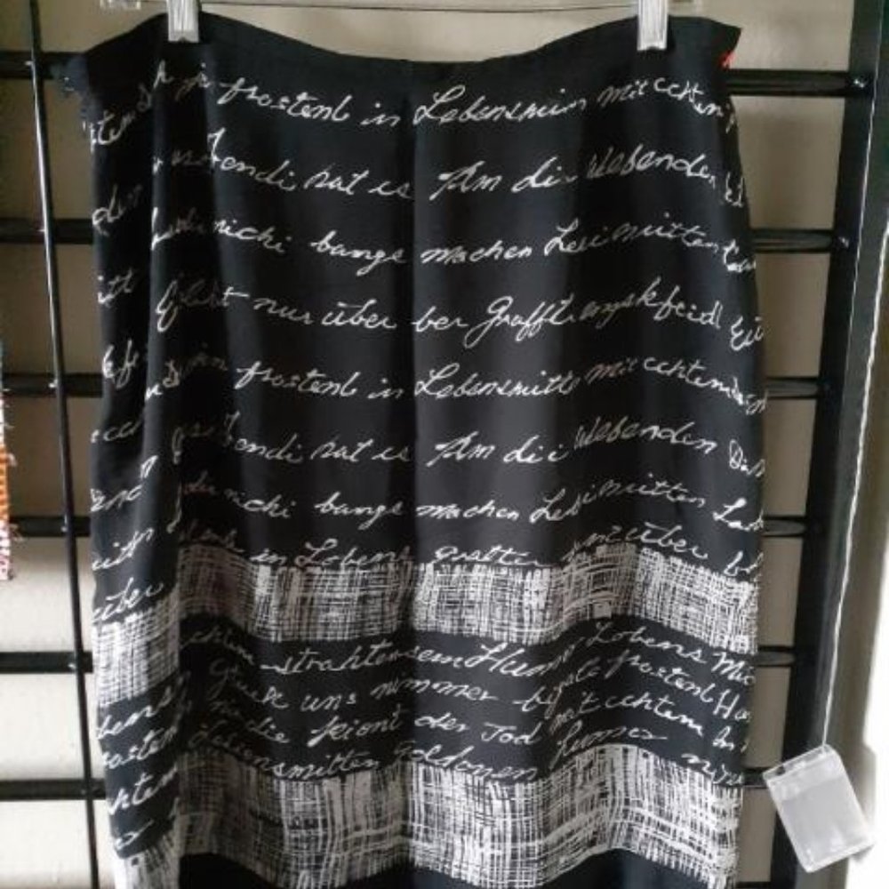 size 12 black silk skirt